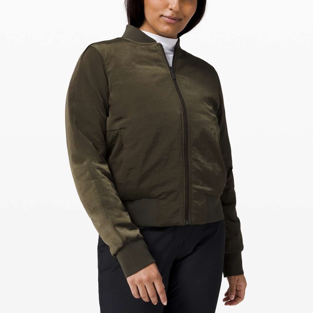 LULULEMON non stop bomber reversible green size 10